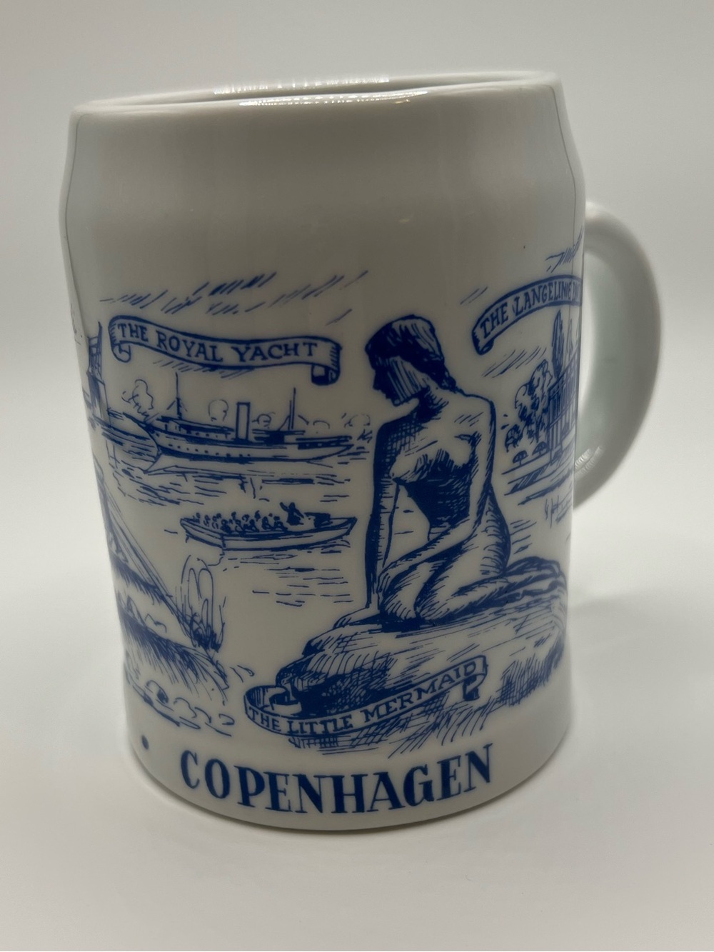 🇩🇰 Vintage Danish Porcelain Copenhagen Souvenir Beer Stein Mug